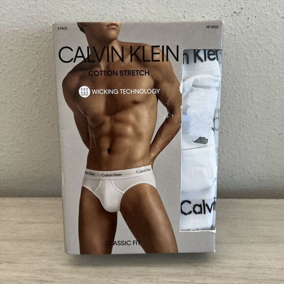 Calvin Klein Hip Brief Size XXL White Cotton Stretch 3-Pack - Picture 1 of 3